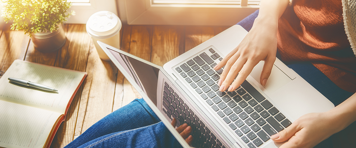 woman is working on pc