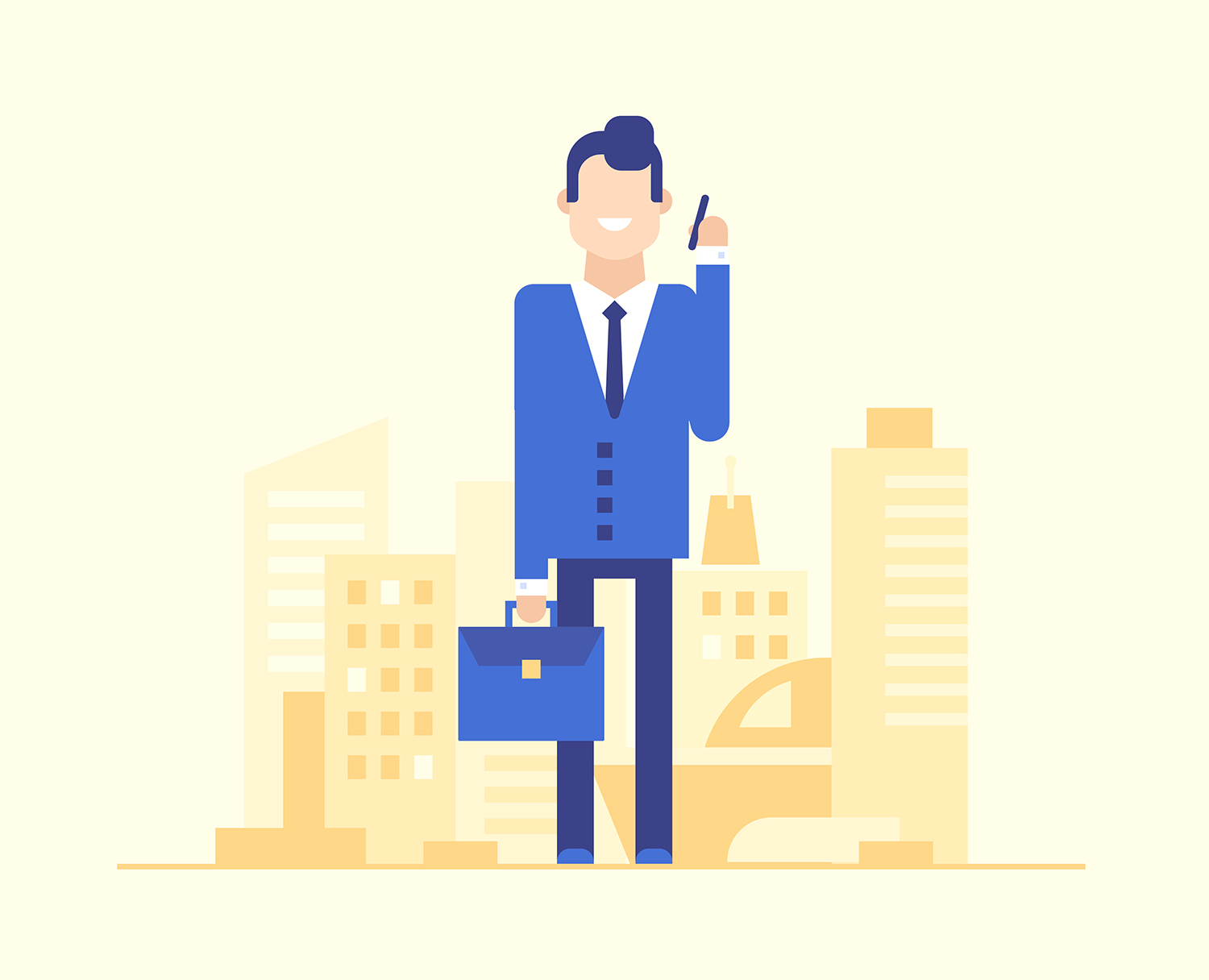 Businessman speaking on the phone – modern flat design style illustration